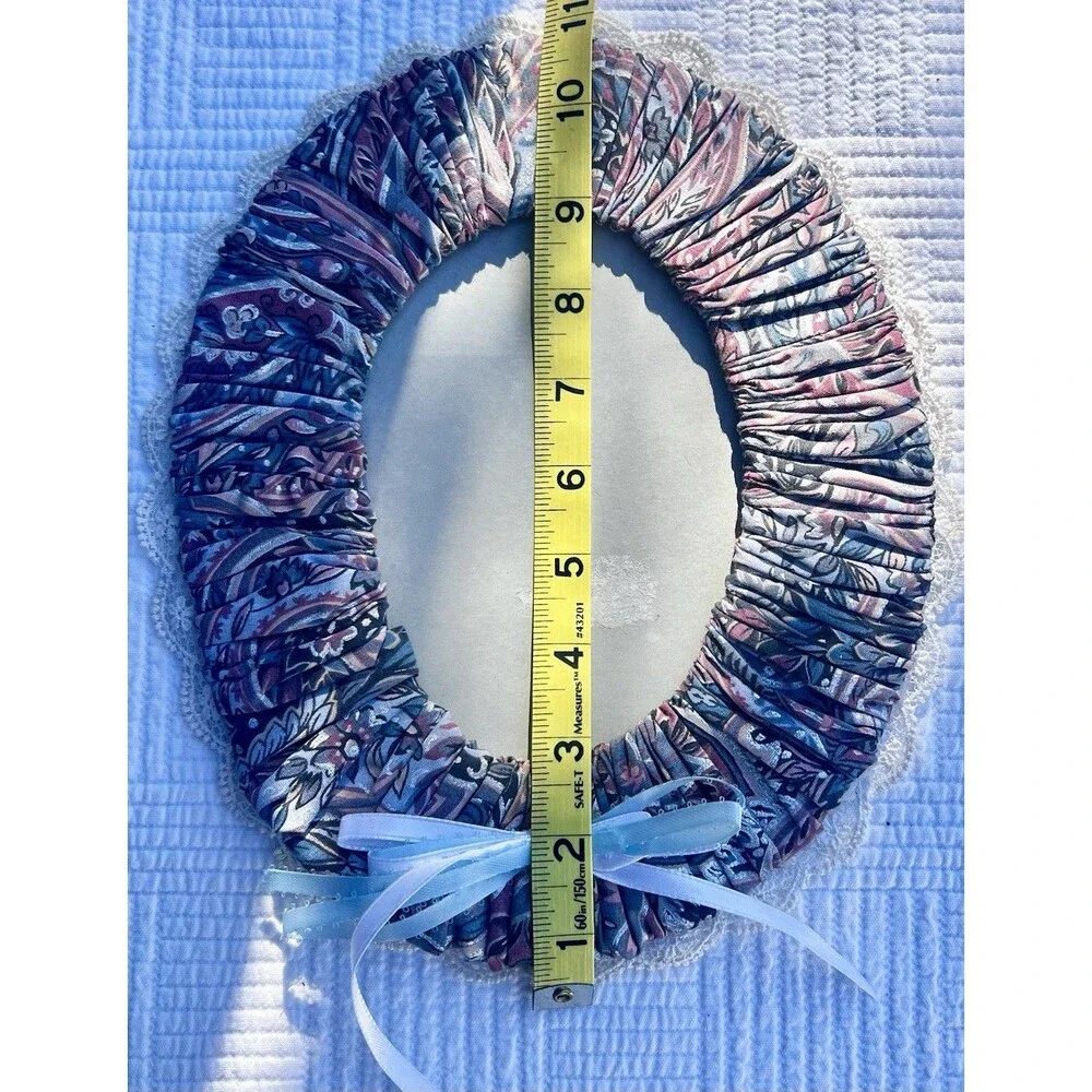 Handmade Paisley Fabric Photo Frame Lace Trim 11x9 Cottagecore Picture Holder